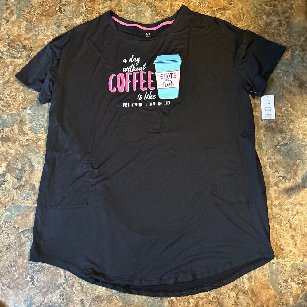 Secret Treasures Coffee Pajamas Womens Size 2X-3X Black Nightgown Sleep Shirt